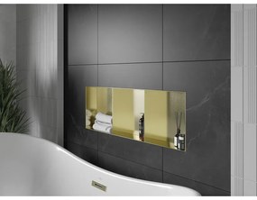 Mexen X-Wall-NR, falra szerelhető polc gallér nélkül 90 x 30 cm, fényes arany, 1951903010S