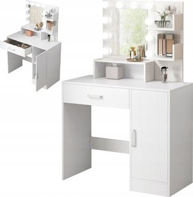 Kozmetikai Smink Fésülködőasztal Led Tükörrel Modern Glamour Loft