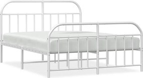 vidaXL fehér fém ágykeret fej- és lábtámlával 135x190 cm