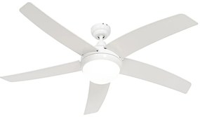 Okos mennyezeti ventilátor fehér fa mintával 132 cm LED-del, fényerőszabályzóval és távirányítóval - Cool