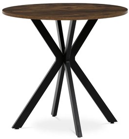 Kerek étkezőasztal Old wood dekorációval. Méret: 80x75 cm. Mdf asztallap, fém váz