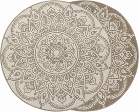 Kétoldalas Kültéri Szőnyeg Kerek Rozetta Mandala Bézs Brussels átm. 140 cm