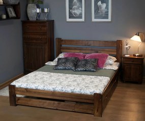 AMI nábytek Fenyőfa ágy Kati 160x200 cm, dió színben