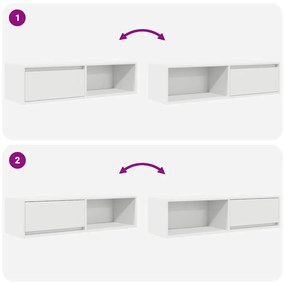 2 db fehér szerelt fa TV-szekrény 100x31x25,5 cm