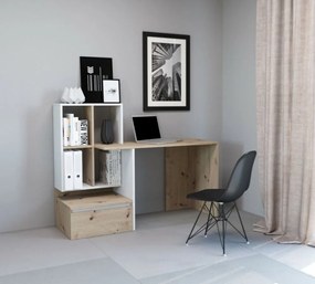PACO PC 02 íróasztal artisan tölgy/ matt fehér