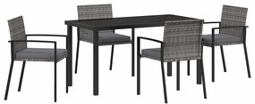 vidaXL Kert étkező szett 5 pcs Szürke Porszórt acél