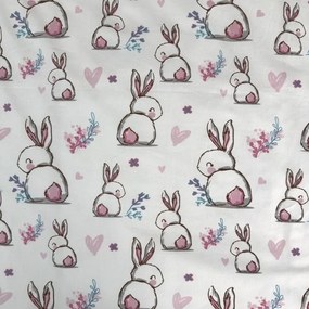 Pamut ágynemű babáknak BUNNY SWEET fehér Ágyneműhuzat mérete: 40 x 60 cm | 100 x 135 cm