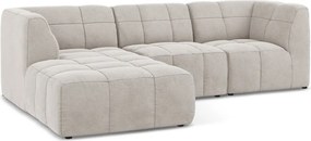 Bézs bársony sarokkanapé (bal oldali-heverő résszel) Aloha – Makamii