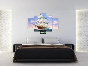 Kép egy hajóról a hullámokon (150x105 cm)