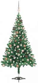 Zöld műkarácsonyfa LED-fénnyel és gömbszettel 180 cm 564 ággal