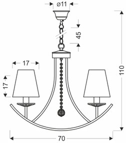 VITORIA láncos csillár 4xE14/40W/230V sárga/sárgaréz