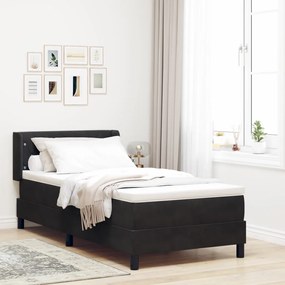 Box Spring Ágy Matraccal Fekete 90x200 cm Bársony
