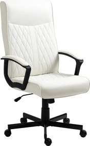 Vinsetto Forgós Irodai Szék Hátradőlő Íróasztali Szék PU Kárpitozással, Magas Háttámla, Magasságállítás, 120 kg Teherbírás, 65x72x102-112.5 cm Krém |
