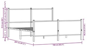 füstös tölgy színű fém ágykeret matrac nélkül 160 x 200 cm