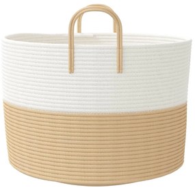 bézs-fehér pamut tárolókosár Ø51 x 33 cm