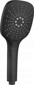 Zuhanyfej masszázzsal és gombával, 3 funkció, 109x109mm, ABS/fekete matt