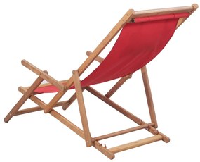 Piros összecsukható szövetkárpitos favázas strandszék