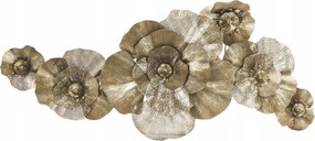 Fém Fali Dekoráció, Virágok Arany Nagy Falra