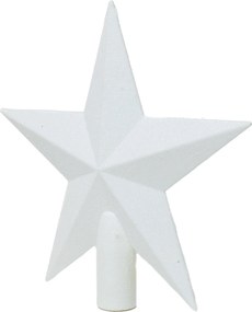 Fehér glitteres csúcsdísz csillag 19 cm