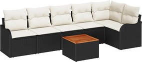 vidaXL Kerti Kanapé Szett tárolóval 7 pcs Fekete és Krém polirattan