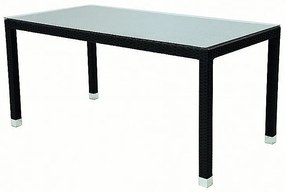 DEOKORK Kerti rattan asztal NAPOLI 160x80 cm-es (fekete)
