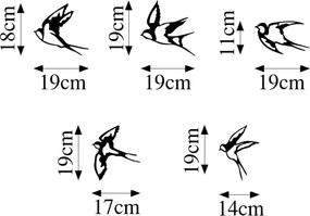 Swallows 303 fém faldekoráció, 5 db-os szett