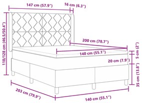 Boxspring Ágy Mattal Sötétszürke - 140x200 cm Szövet