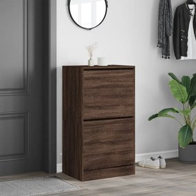 barna tölgy cipőszekrény 2 kihajtható fiókkal 60x42x108 cm