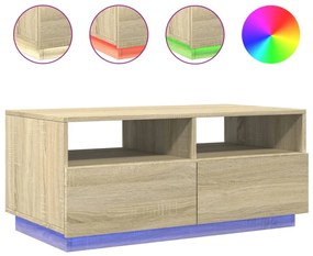sonoma tölgy színű dohányzóasztal LED-lámpákkal 90x49x40 cm
