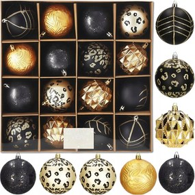 Karácsonyfadísz Arany Fehér Díszek Dekoráció 8CM 16 Db-os Szett