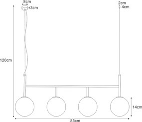 KAJA K-4883 FARO Fekete Színű Függeszték 4xE14 10W IP20