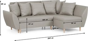 ALEX Kinyitható sarokkanapé Világosszürke