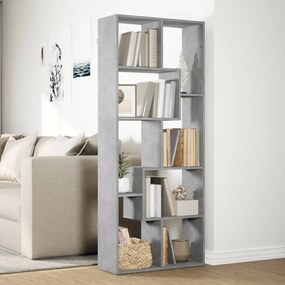 betonszürke szerelt fa elválasztó könyvespolc 67x25x161,5 cm