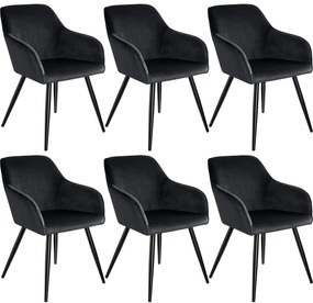 TecTake GmbH 404052 marilyn bársony hatású székek - fekete, 6 darabos készlet