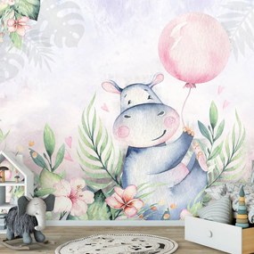 Fotótapéta - Víziló a növények közepén (152,5x104 cm)
