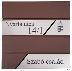 Fém postaláda, gravírozott felirattal, barna "5"