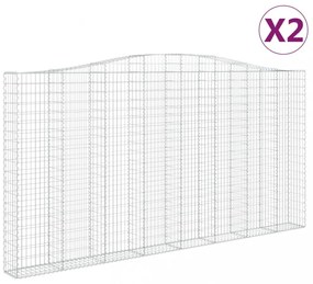 2 db íves horganyzott vas gabion kosár 400x30x200/220 cm