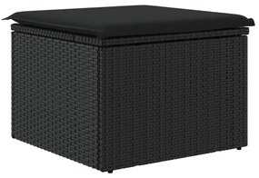 fekete polyrattan kerti szék párnával 55 x 55 x 37 cm