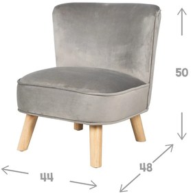 Világosszürke bársony gyerek fotel Lil Sofa – Roba