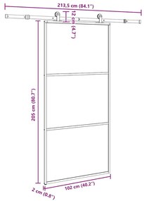 tolóajtó vasalatokkal 102x205 cm ESG üveg&amp;alumínium