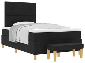Box Spring Ágy Matrac &amp; Pad Fekete 120x190 cm Szövet