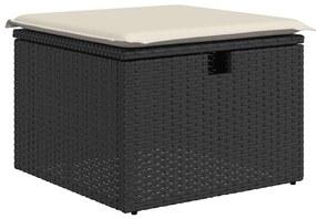 vidaXL 9 részes fekete polyrattan akácfa kerti ülőgarnitúra párnákkal