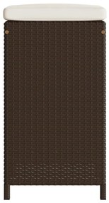 2 db barna polyrattan kerti bárszék párnával