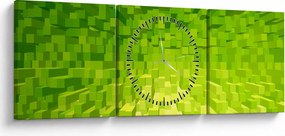 Sárgászöld kockák képe (órával) (90x30 cm)