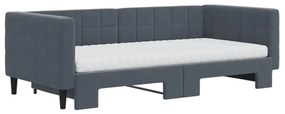 sötétszürke kihúzható bársony heverő matraccal 90 x 190 cm