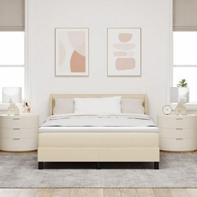 Boxspring Ágy Mattal Krém Színben, 140 x 200 cm, Szövet