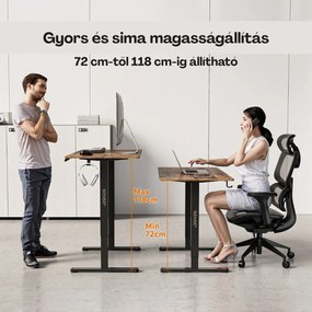 Állítható magasságú íróasztal Nojo Light 140 cm x 60 cm sötétbarna