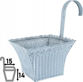 Omnia függesztett kaspó erkélyre, korlátokra 14 x 15 x 15 cm szürke antik