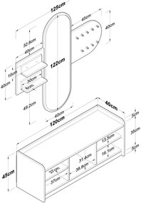 Ema White and Walnut előszoba szett