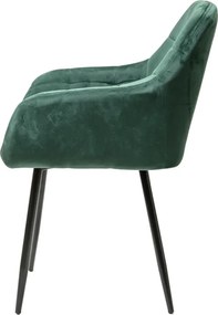 Sötétzöld MARLEN VELVET étkezőszék fekete lábakkal